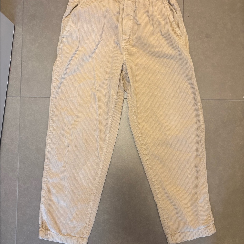 Zara Men's Light Beige Corduroy Trousers